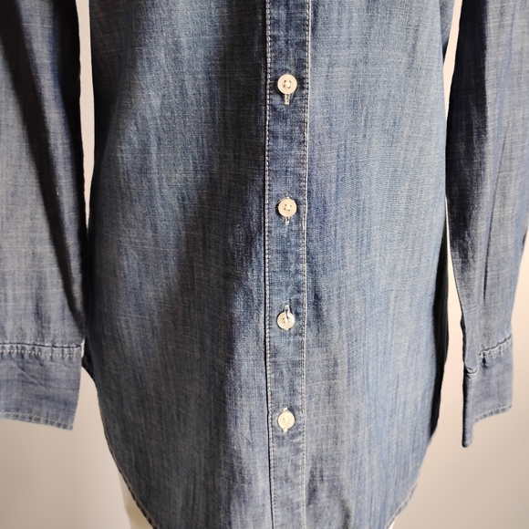 New York & Company 100% Cotton Dark Denim Western Style Tunic Shirt Size Small - Picture 5 of 14